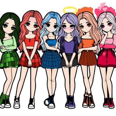 a group of girls realistic