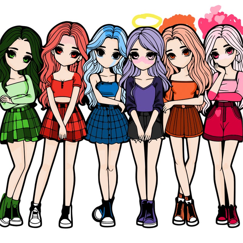 a group of girls realistic