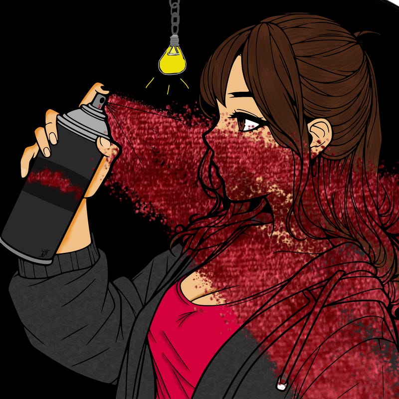 a realistic girl spray, painting