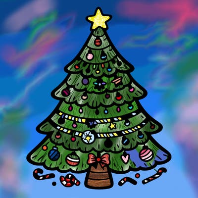 christmas tree with lots of details