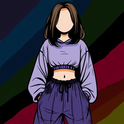realistic girl faceless with baggy pants and a crop top