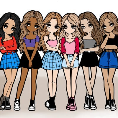 a group of girls realistic