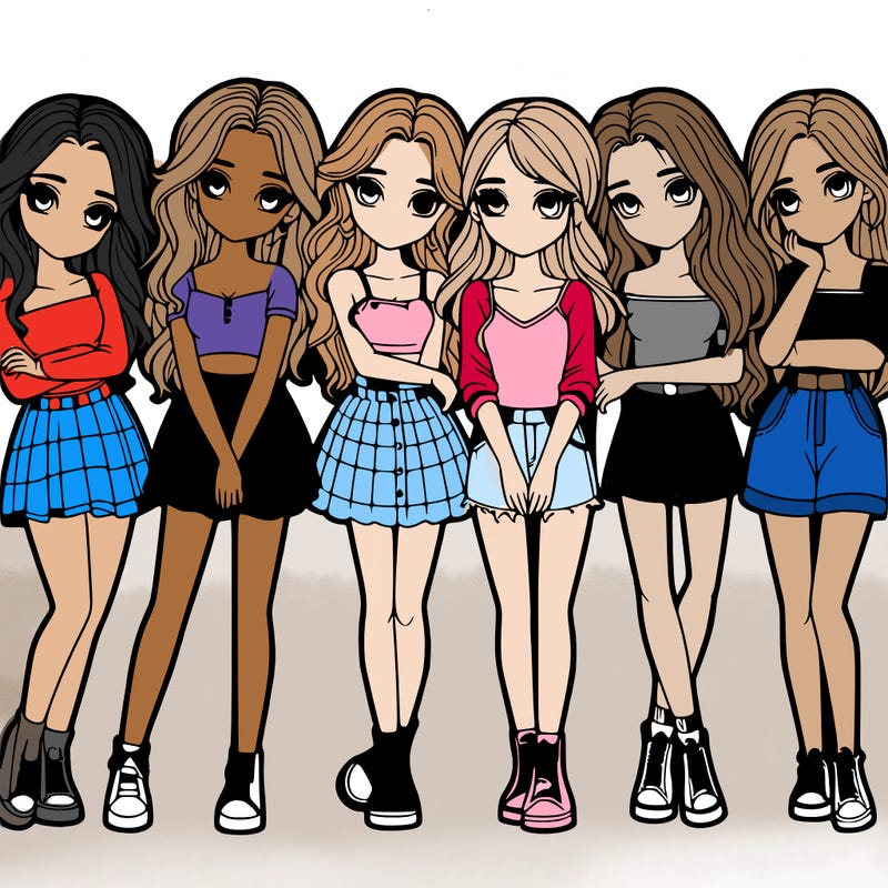 a group of girls realistic