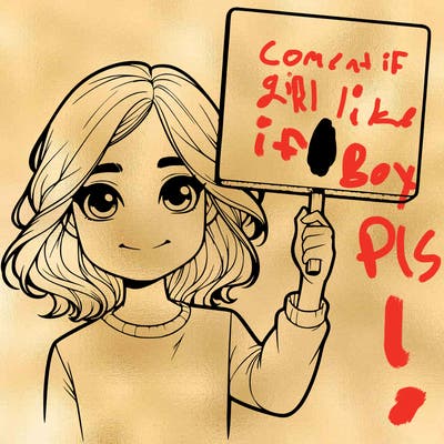 realistic girl holding up a sign