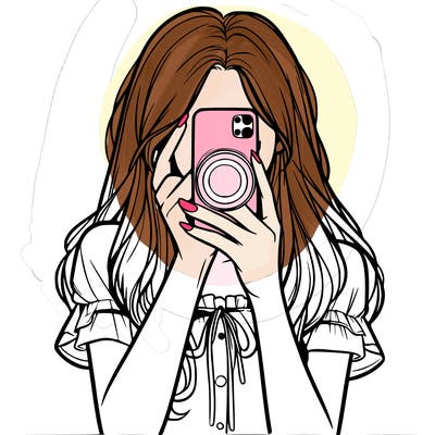 a realistic girl holding her phone taking pictures