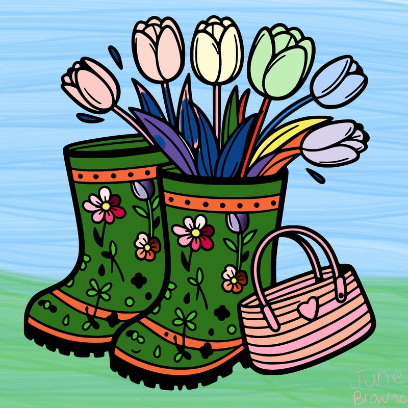 rain boots with tulips