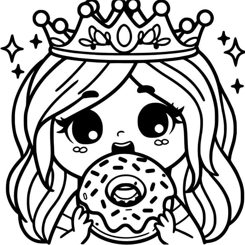 a girl eating a donut she is a queen