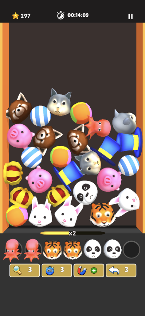 Match Triple Goods Falling - A 3D sorting puzzle game featuring cute animal icons and matching mechanics
