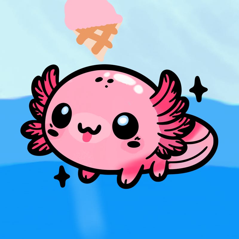 cute easy baby axolotl