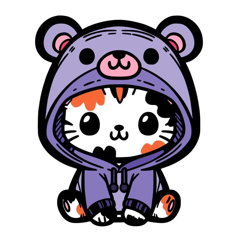cat with a bear hoodie
