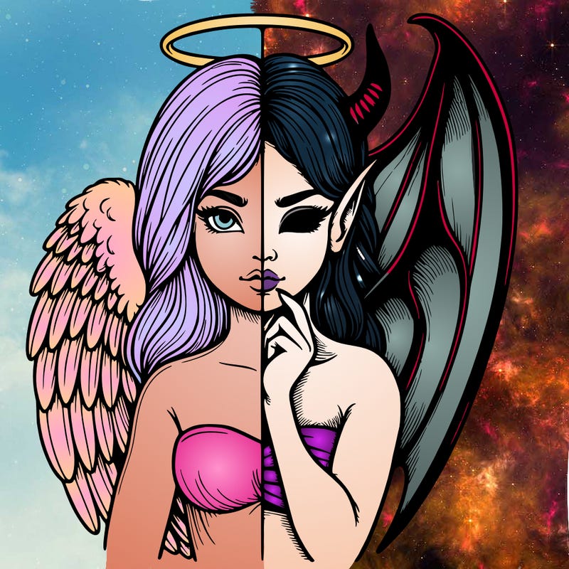 realistic angel half demon