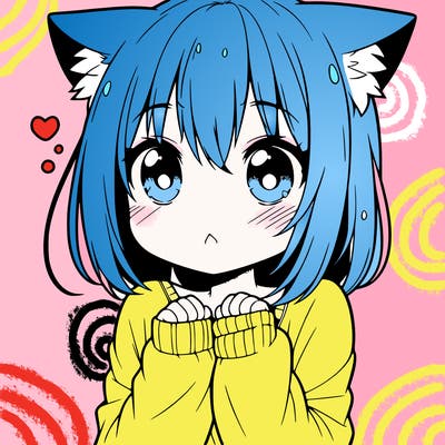 shy anime catgirl