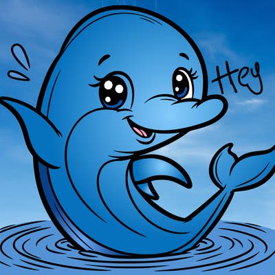 a dolphin smiling and waving