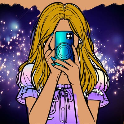 a realistic girl holding her phone taking pictures