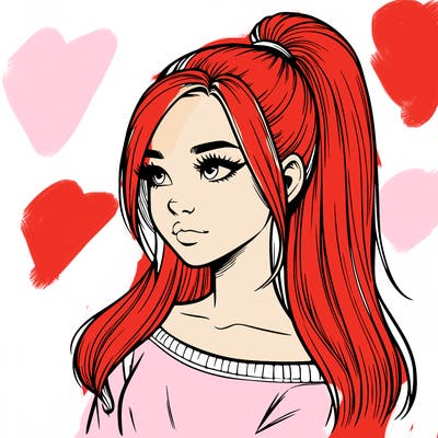 realistic girl with a high ponytail