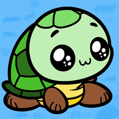 cute little animated turtle