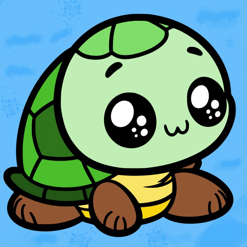 cute little animated turtle