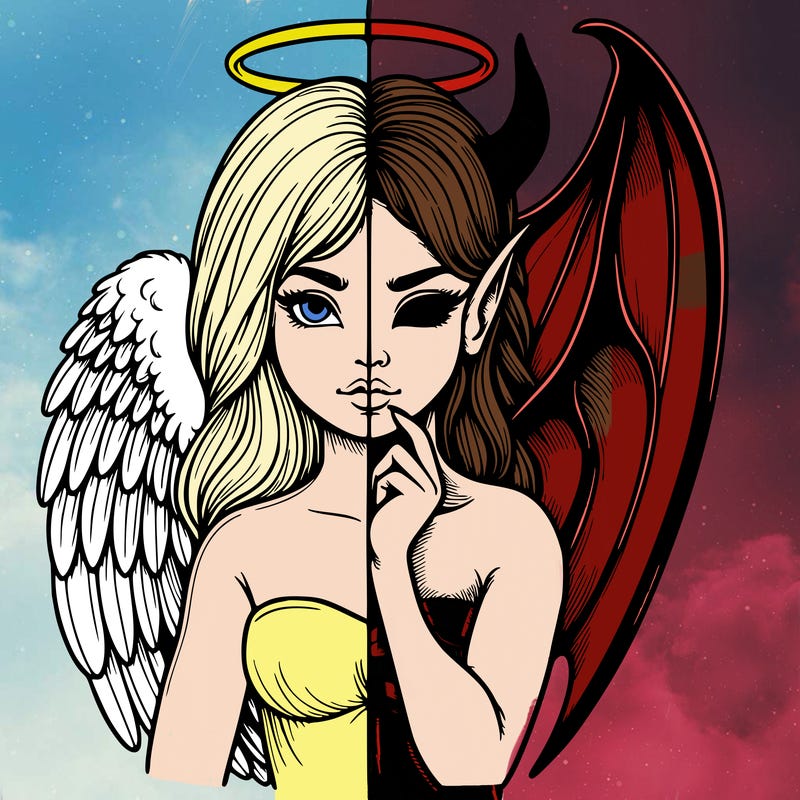 realistic angel half demon