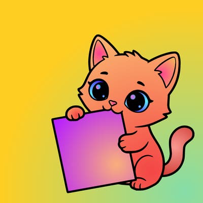 a small cat with a blank sheet of paper in its hand. the cat is sooooooo cute!
