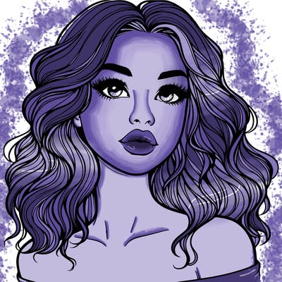 realistic girl with wavy hair and lips