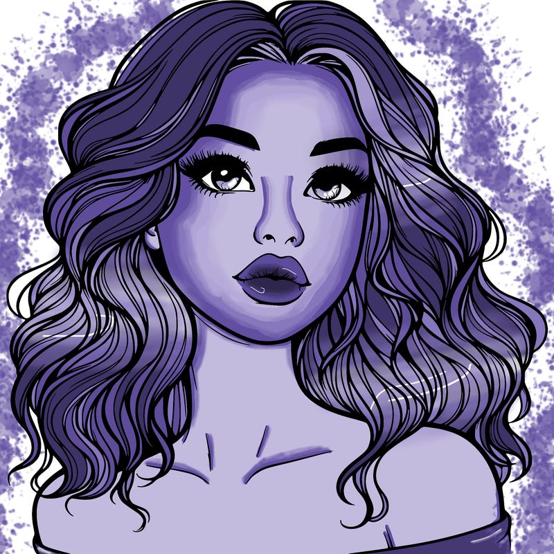 realistic girl with wavy hair and lips