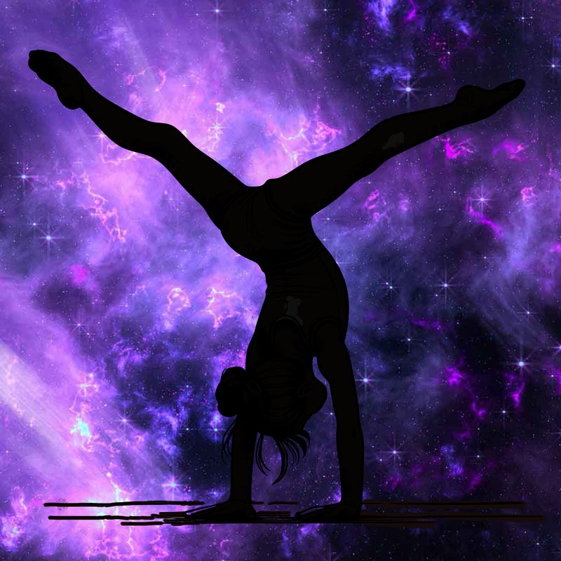 realistic gymnastic hand stand girl in four splits