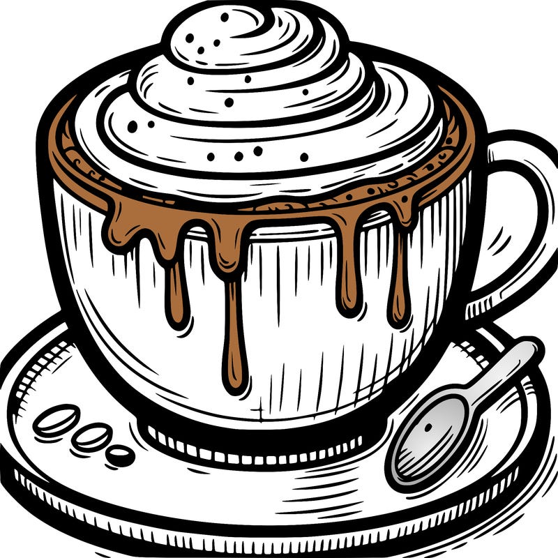 cappuccino: with a foam topping and drips