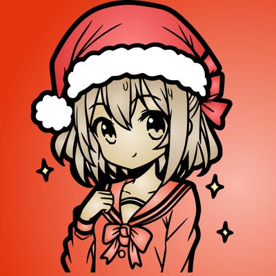 anime girl wearing a santa hat