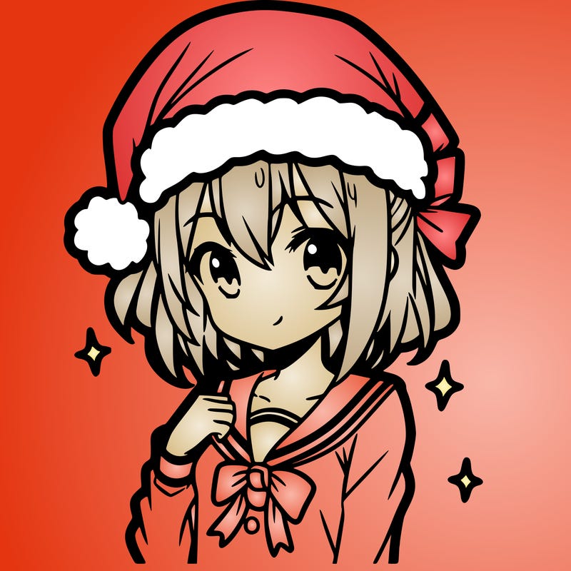 anime girl wearing a santa hat