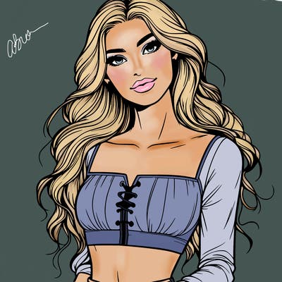 realistic woman in crop top beautiful