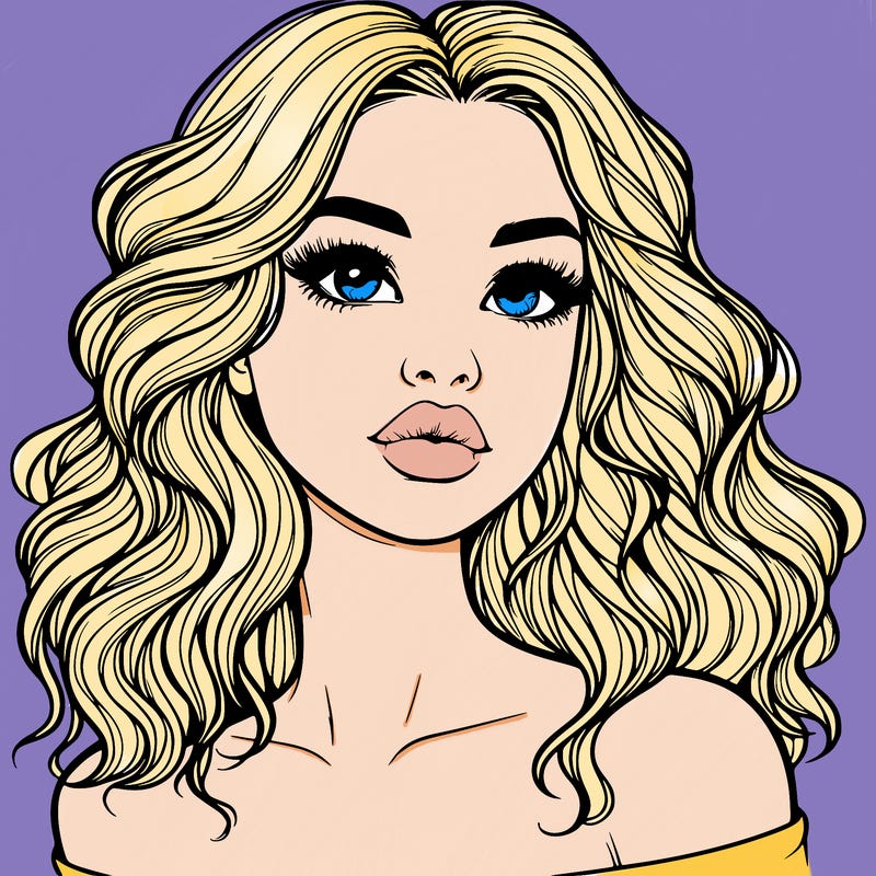 realistic girl with wavy hair and lips