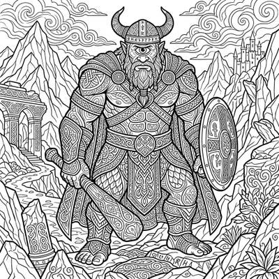Embark on an epic coloring adventure with this formidable cyclops warrior, designed for advanced colorists seeking a captivating challenge. Dive into a world of intricate details and mythical grandeur with every stroke.