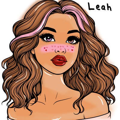 realistic girl with wavy hair and lips