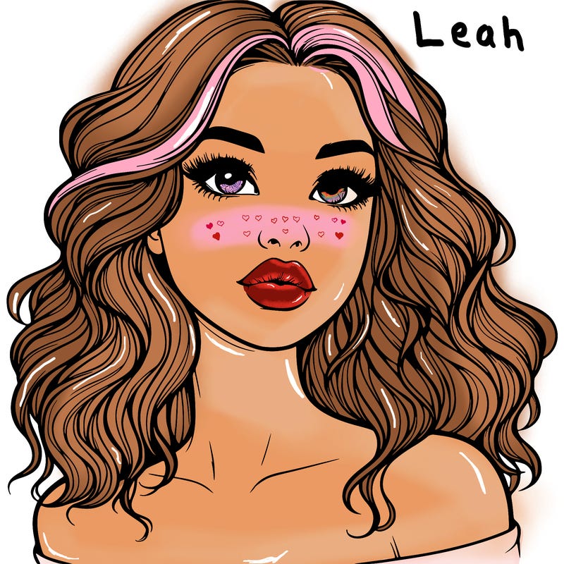 realistic girl with wavy hair and lips