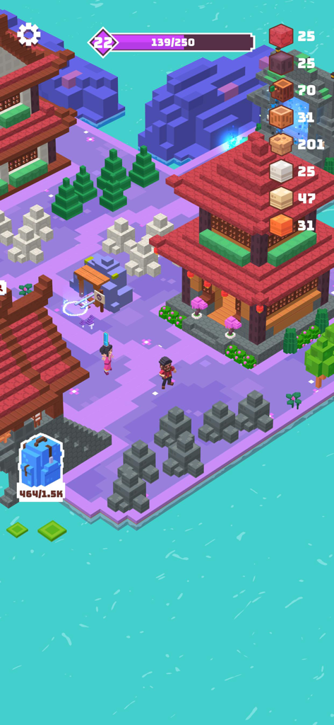 Craft Valley - Building Game - Voxel style island with Japanese pagodas and character exploration in Craft Valley