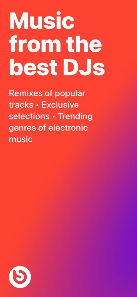 Promotional screen for Bananastreet app featuring text about music from the best DJs and trending electronic music genres.