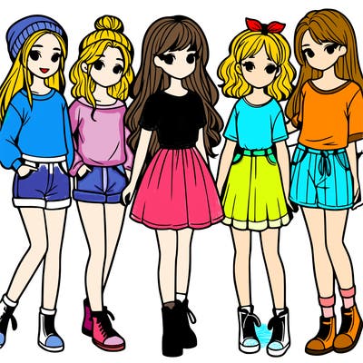 a group of five girls