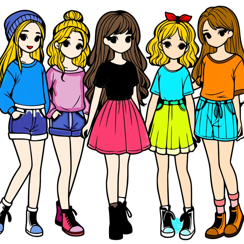 a group of five girls