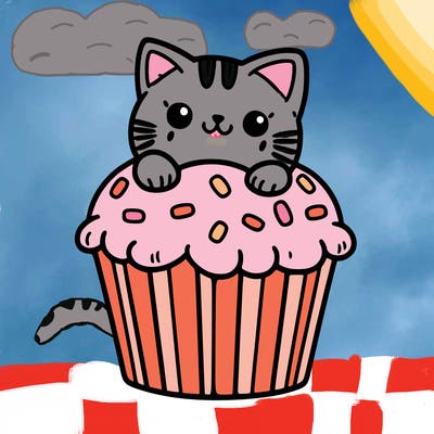 cat in a cupcake