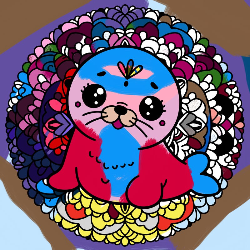 a cute baby seal mandala