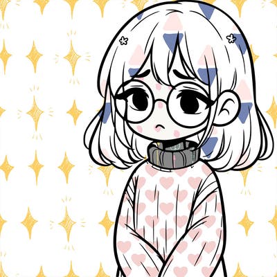 sad girl with glasses in a sweater