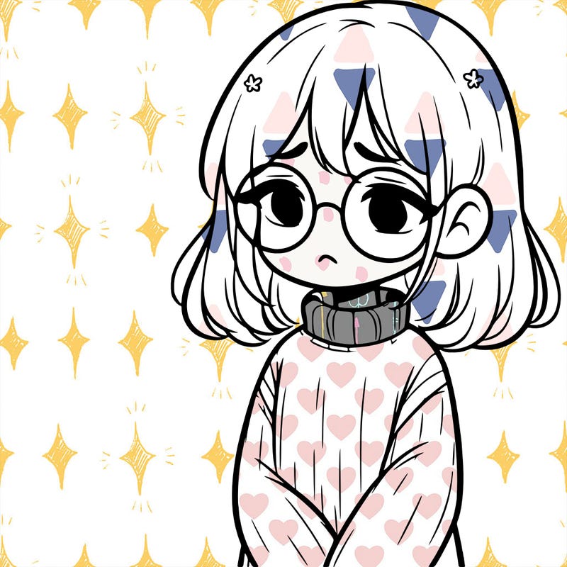sad girl with glasses in a sweater
