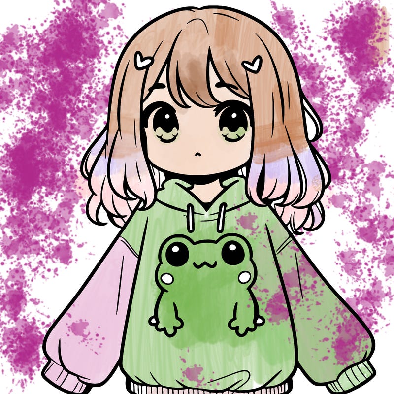 girl wearing frogging sweatshirt