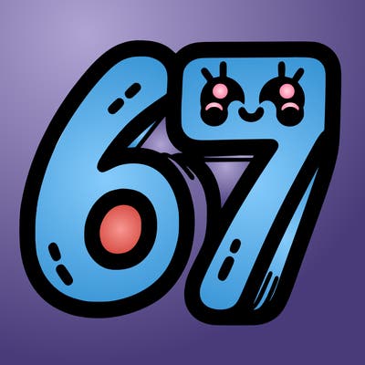 the numbers 67