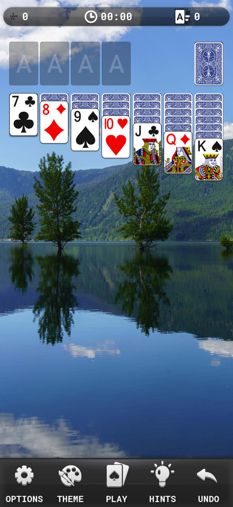 Solitaire Classic - Classic - Juego de cartas de Solitario Klondike Clásico con cartas grandes fáciles de leer y un fondo escénico de lago natural