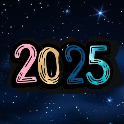 one line scrawled numbers sketch design “2025”