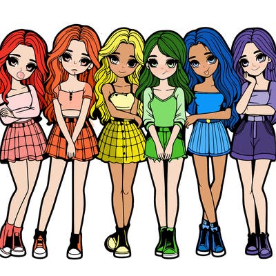 a group of girls realistic