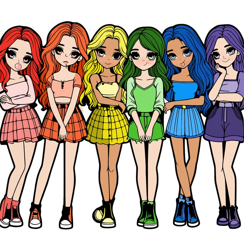 a group of girls realistic