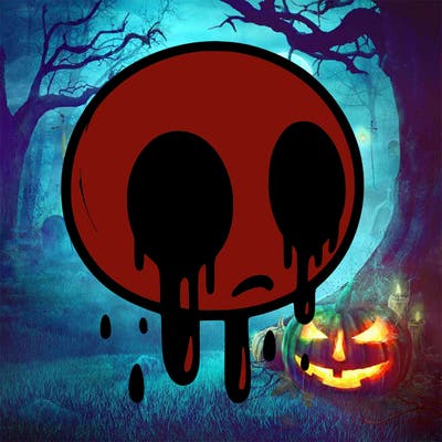 eyeless jack with a mask on with only eye holes and the eye holes have ink dripping from them