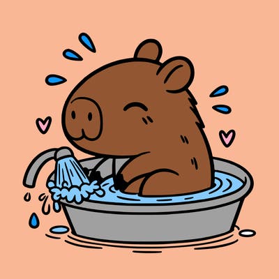 capybara taking a bath